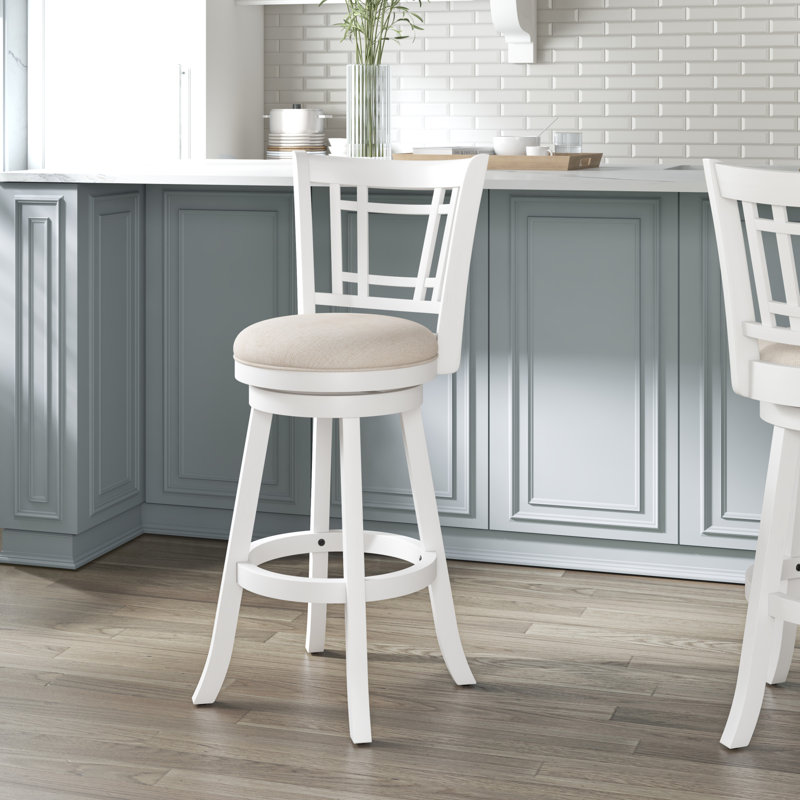 Tabouret de bar et de comptoir pivotant Henock, Blanc, Tabouret de bar (siège d’une hauteur de 30,5 p