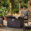 Rectangular Outdoor Propane Fire Pit Table With Glass Wind Guard, Powder-Coated Aluminum Frame And Hidden Propane Tank Storage Base