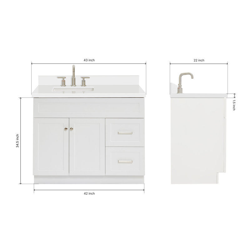 Ensemble de meuble-lavabo simple 43 po Hamlet, Blanc