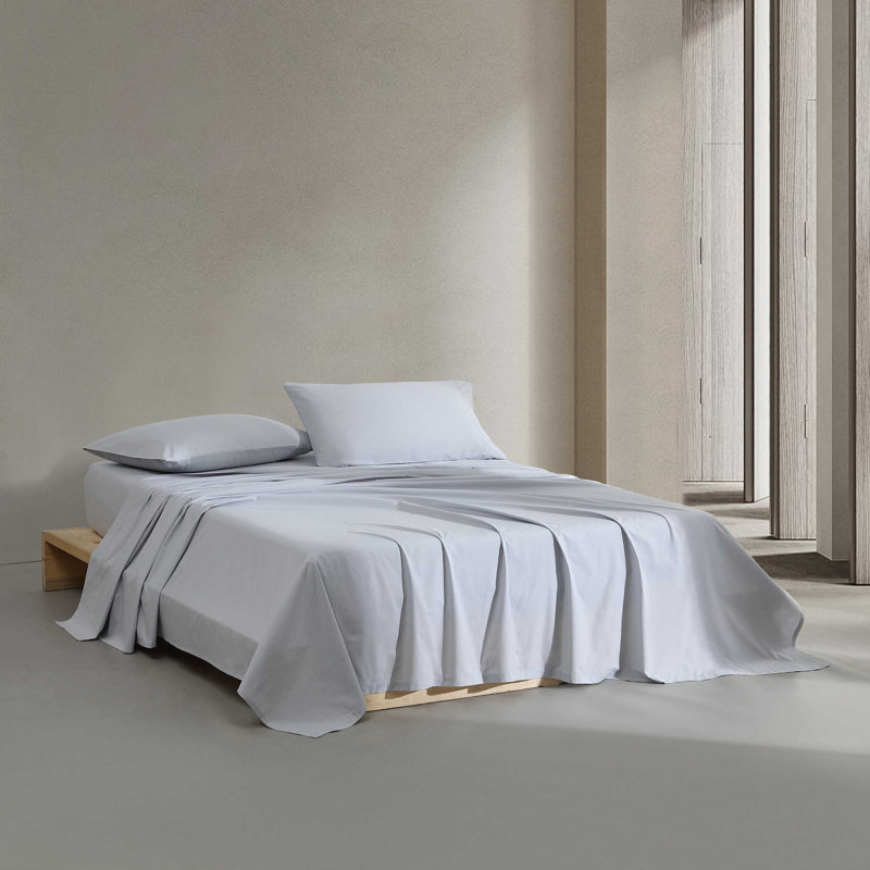 Ensemble de draps Calvin Klein, Bleu, Ensemble de draps pour grand lit avec 2 taies d'or