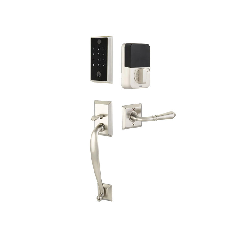 Ensemble de 2 entrées tactiles Emtek EMPowered avec poignée Franklin et levier Turino, clé avec Wi-Fi et Bluetooth