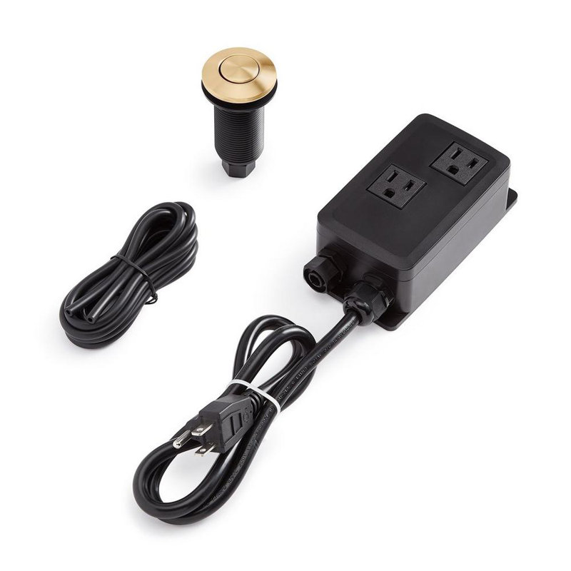 Interrupteur à air à double sortie pour table Signature Hardware - or brossé 482763, Or brossé