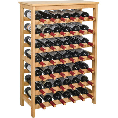 42 Bottles Bamboo Wine Rack,7-Tier Wine Rack Freestanding Floor With Table Top, Wine Storage Shelf For Kitchen Dining Room Bar by Red Barrel Studio