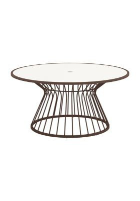 Kali 60 inch Round Dining Umbrella Table, Dark Brown, 28" H x 60" W x 60" D