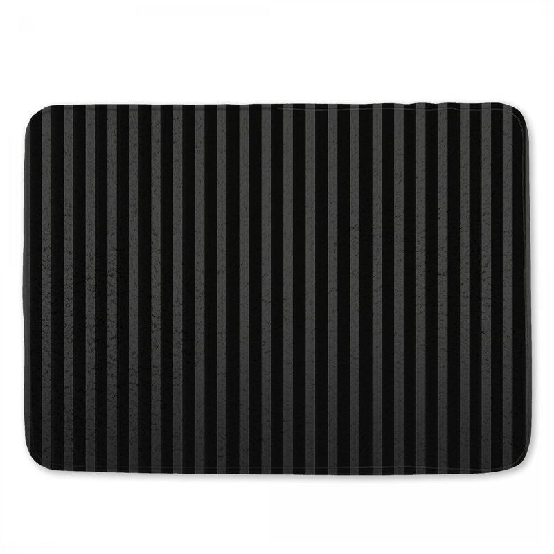 Tapis de bain noir à rayures verticales, 24in W x 17in L