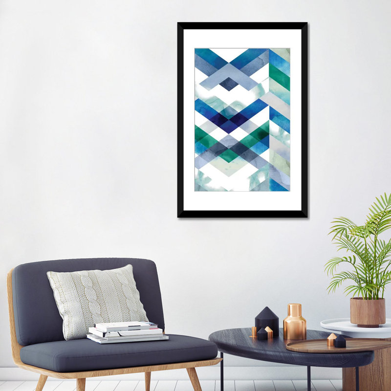 « crystal chevron ii », impression sur toile, Papier d'art encadré noir, H 32 po x l 24 po x P 1 po, Blanc