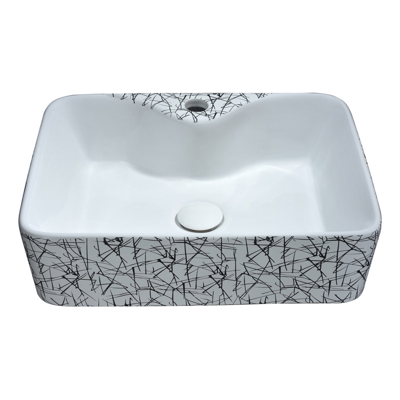 ANZZI Belgian 14.6'' Gray/White Vitreous China Square Bathroom Sink with Overflow