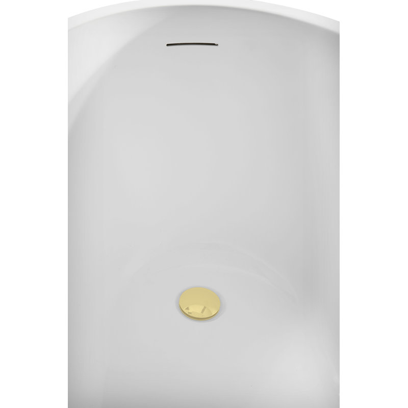 61" Streamline Soaking Freestanding Tub and Tray With Internal Drain, Polished Brass