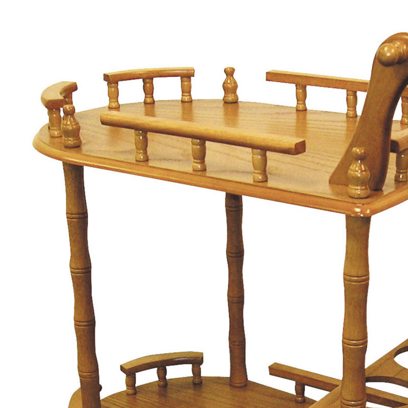Grande table à vin 29 po en bois à 2 niveaux avec finition chêne