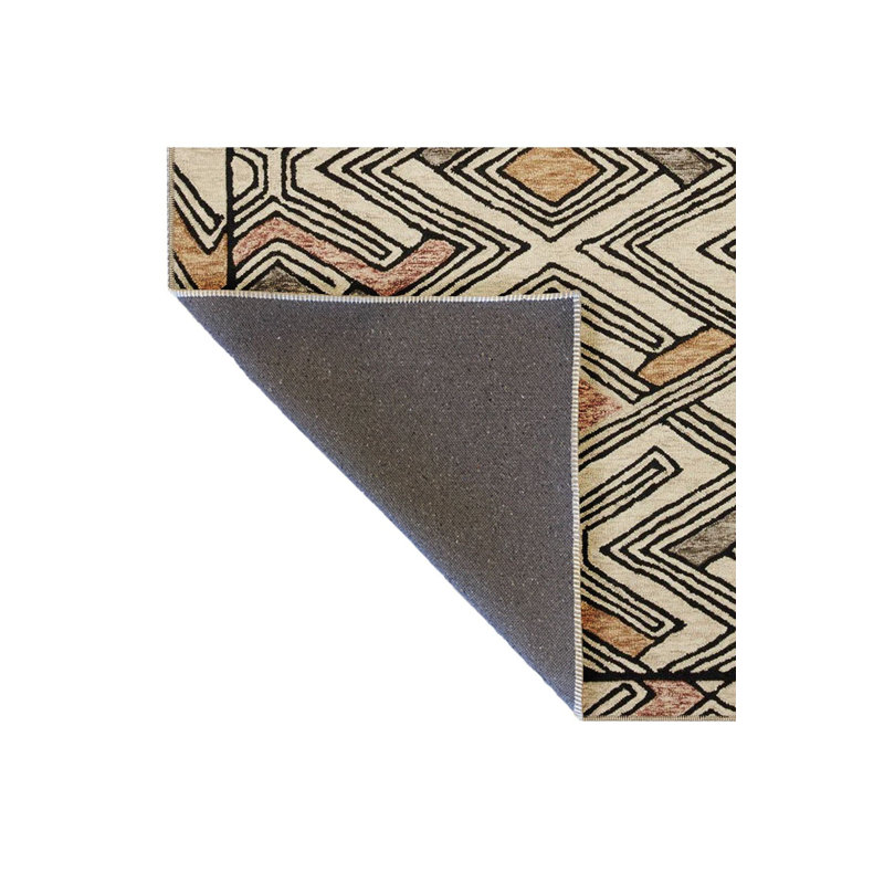 Tapis géométrique multicolore lavable à la machine, Rectangle 3 pi 3 po x 4 pi 11 po