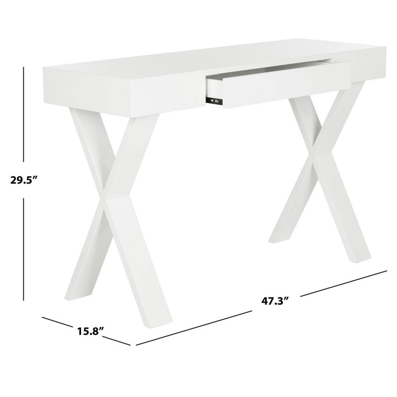 White Lacquer One Drawer Vanity Desk