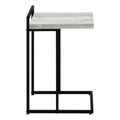 Accent Table, C-Shaped, End, Side, Snack, Living Room, Bedroom, Grey Laminate, Black Metal, Contemporary, Modern