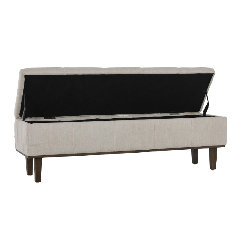 Louise Upholstered Storage Bench, French Beige Basketweave