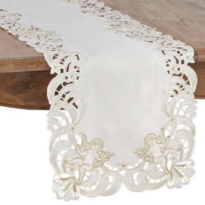 Chemin de table brodé Angel Cherub Holiday