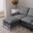 104.5"Modern Sectional Technical Leather L-Shaped Sofa Couch With Convertible Ottoman