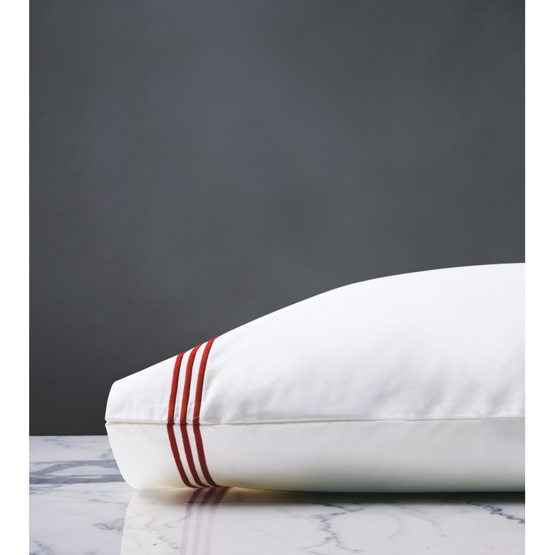 Tessa Egyptian Cotton Pillowcase, Standard Pillowcase, White/Scarlet