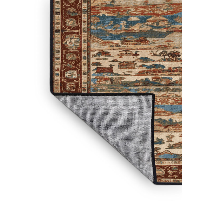 Tapis brun lavable à la machine, Rond 6 pi