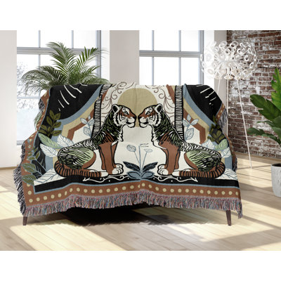 Jeté en mélange de coton Faya Tiger
