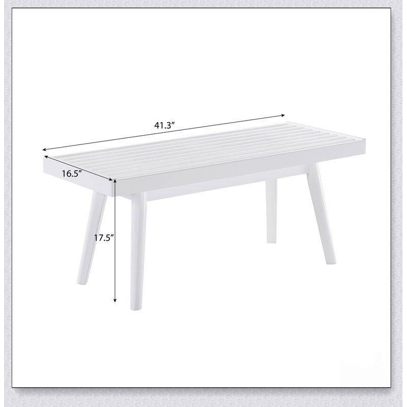 Larwich Solid Wood Slatted Bench, 41.30-Inch Long, White, Durable and Versatile Seating for Entryways and Bedrooms