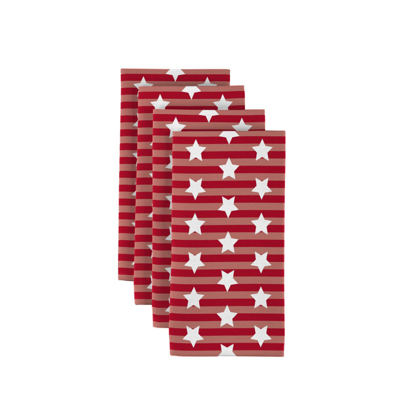 Polyester Striped Square Napkin, Red
