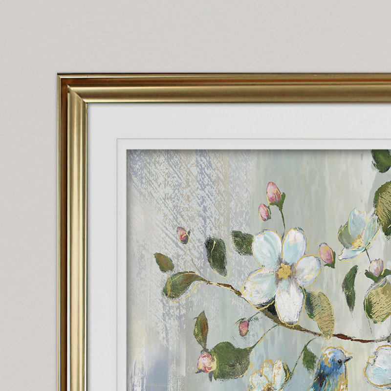 « painterly spring », reproduction de peinture à l’acrylique encadrée, Or, H 24 po x l 32 po x P 1,5 po