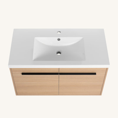 Ensemble de meuble-lavabo en chêne avec lavabo à poser en résine 36 po, 2 portes Oak