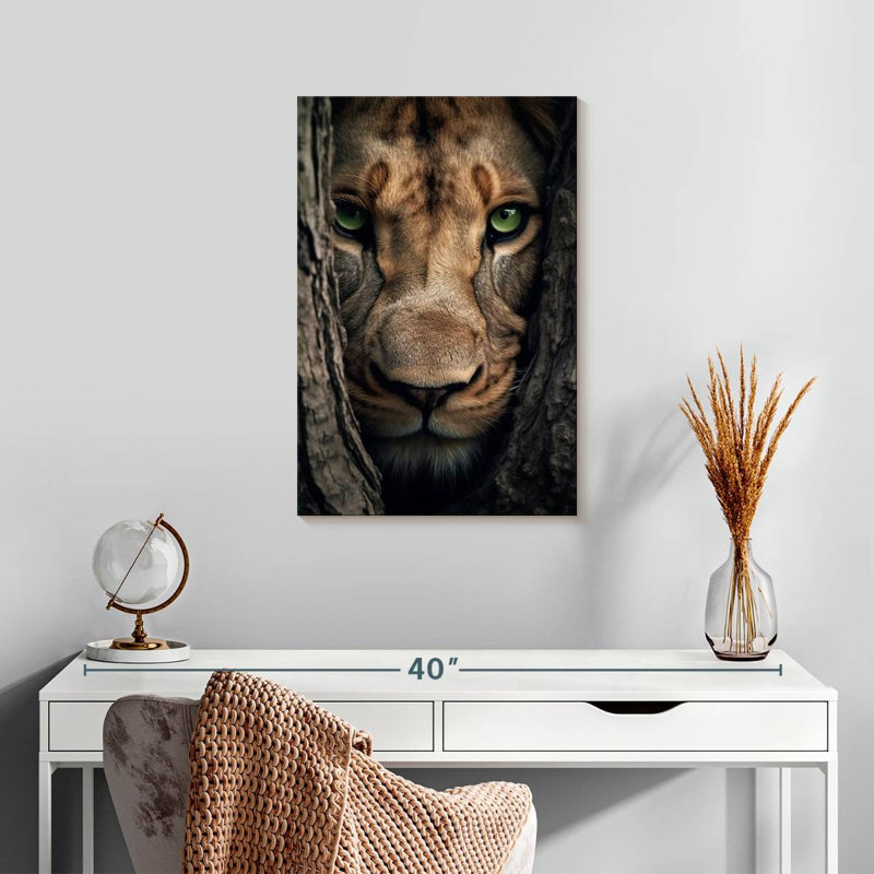 Brampt Hiding Lioness, 24" H x 16" W