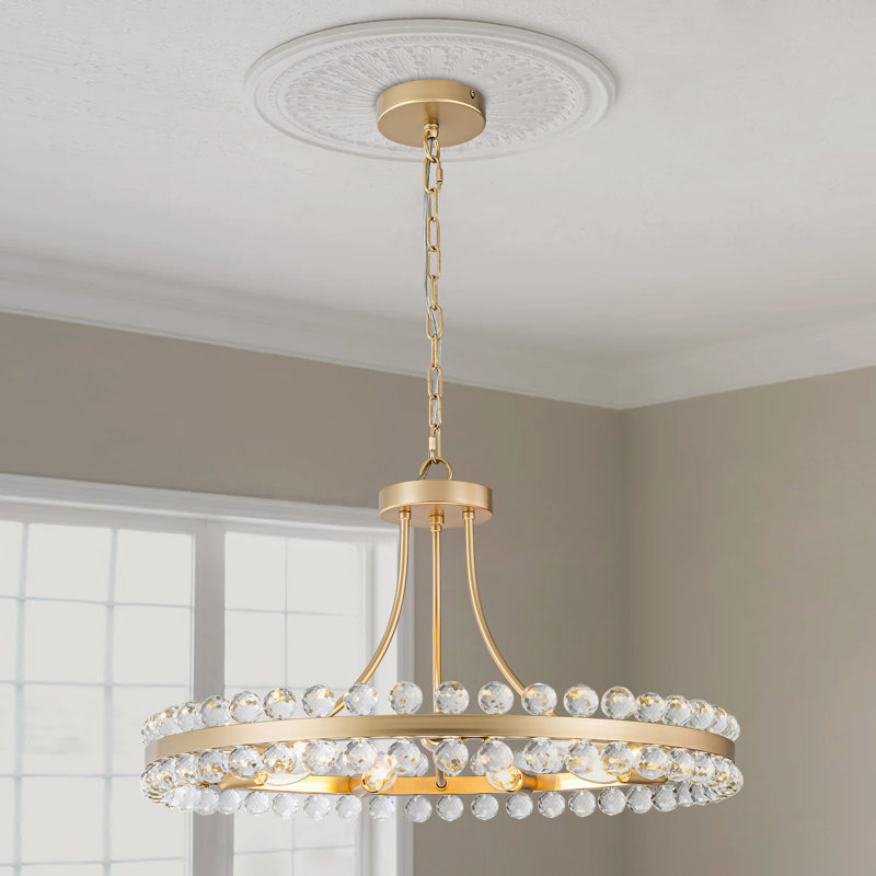 Marais 9 - Light Crystal Candle Style Wagon Wheel Chandelier, Brass