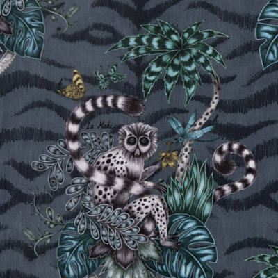 Animalia Lemur Velvet Fabric