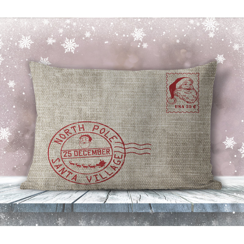 Coussin décoratif intérieur / extérieur Santa's Stamp, 18 po x 24 po, Rectangle