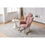 Chaise rembourrée avec accoudoirs en tissu rose-235213239