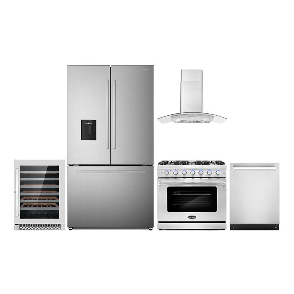 https://assets.wfcdn.com/im/67250589/resize-h600-w600%5Ecompr-r85/2381/238191721/Cosmo+5+Piece+Kitchen+Appliance+Package+with+French+Door+Refrigerator+%2C+36%27%27+Gas+Freestanding+Range+%2C+Built-In+Dishwasher+%2C+Wall+Mount+Range+Hood+%2C+and+Wine+Refrigerator.jpg