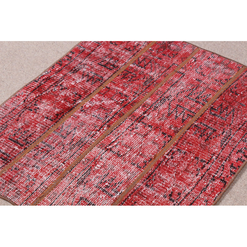 Tapis turc rétro rétro surdimensionné en petit patchwork tissé à la main pour le vestibule