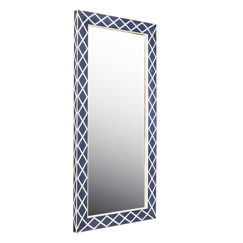 Navy Blue and Cream Full Length Freestanding Wood Mirror