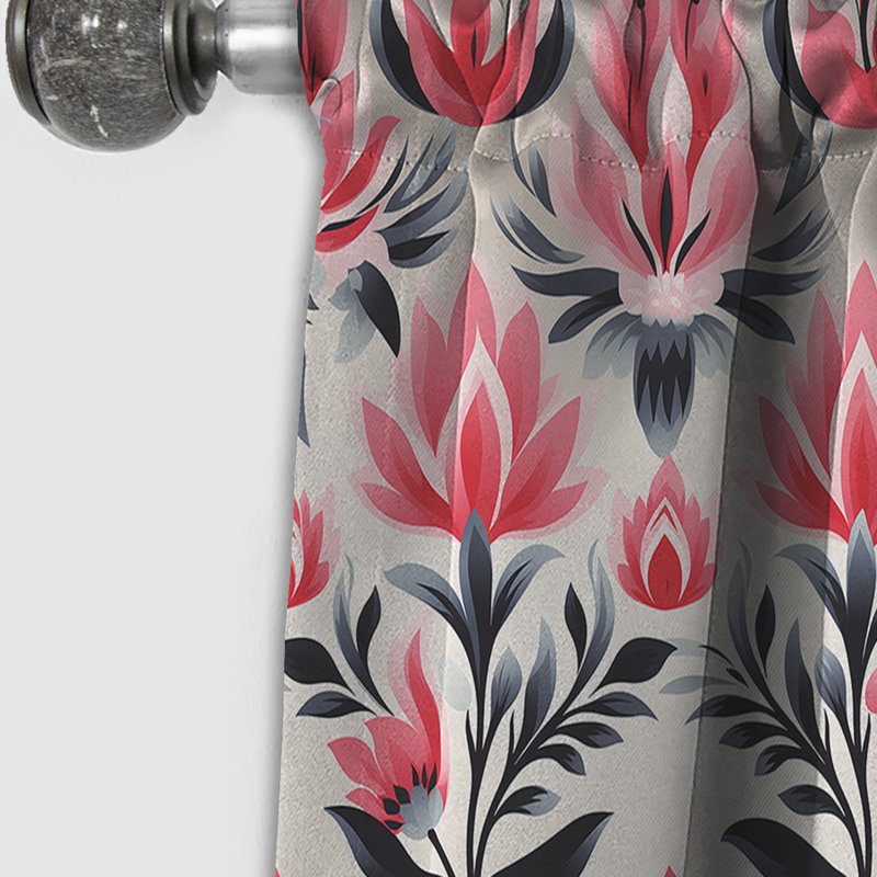 Ikat rose et noir Splendor - rideau Ikat - rideau ikat occultant en velours - 1 panneaux, L 52 po x L 95 po