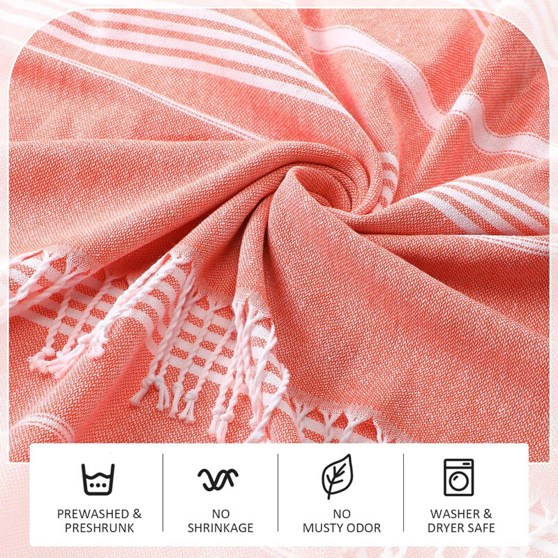 Ensemble de 3 serviettes de plage en coton Mellar, Corail