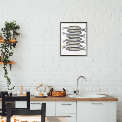 Stacked Anchovy Fish Framed Giclee, design by Michael Willett