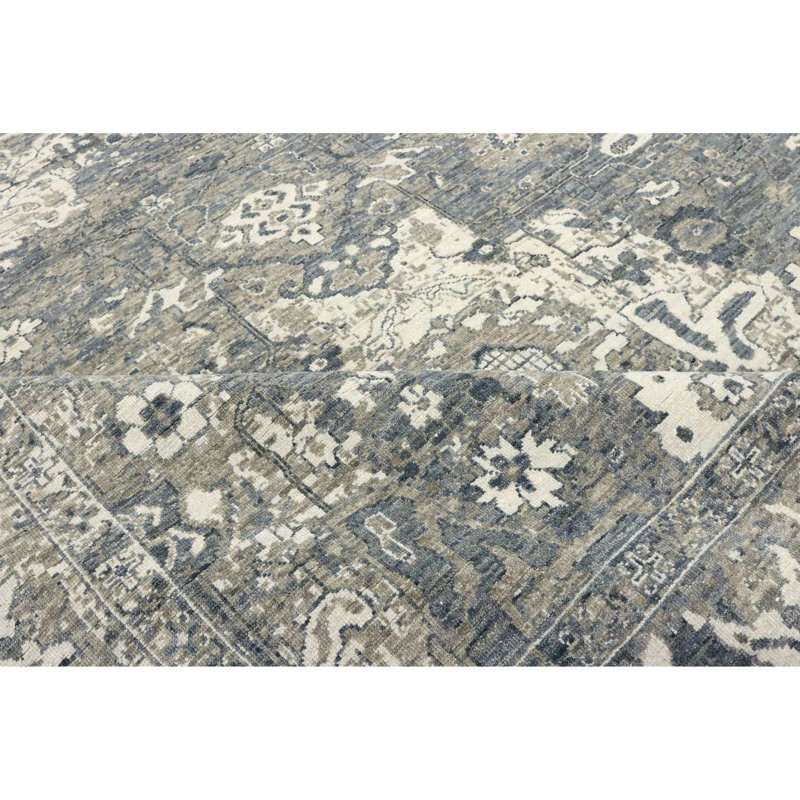 High-Quality Hand-Knotted Grey Area Rug, Rectangle 9' x 12'