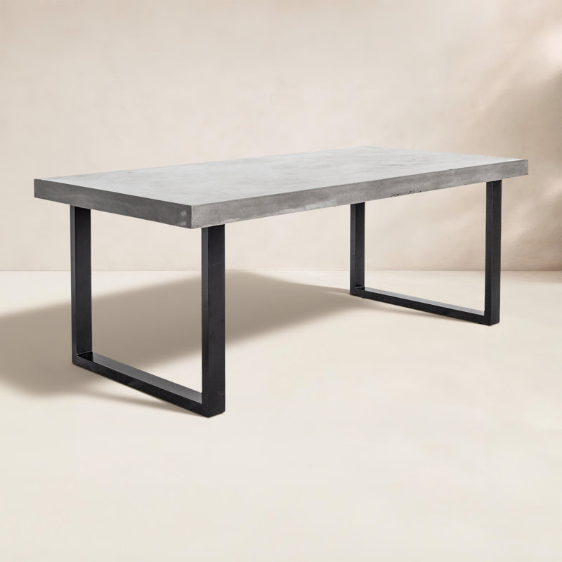 Jedrik Outdoor Dining Table, 30" H x 79" L x 39.5" W, Gray/Black 