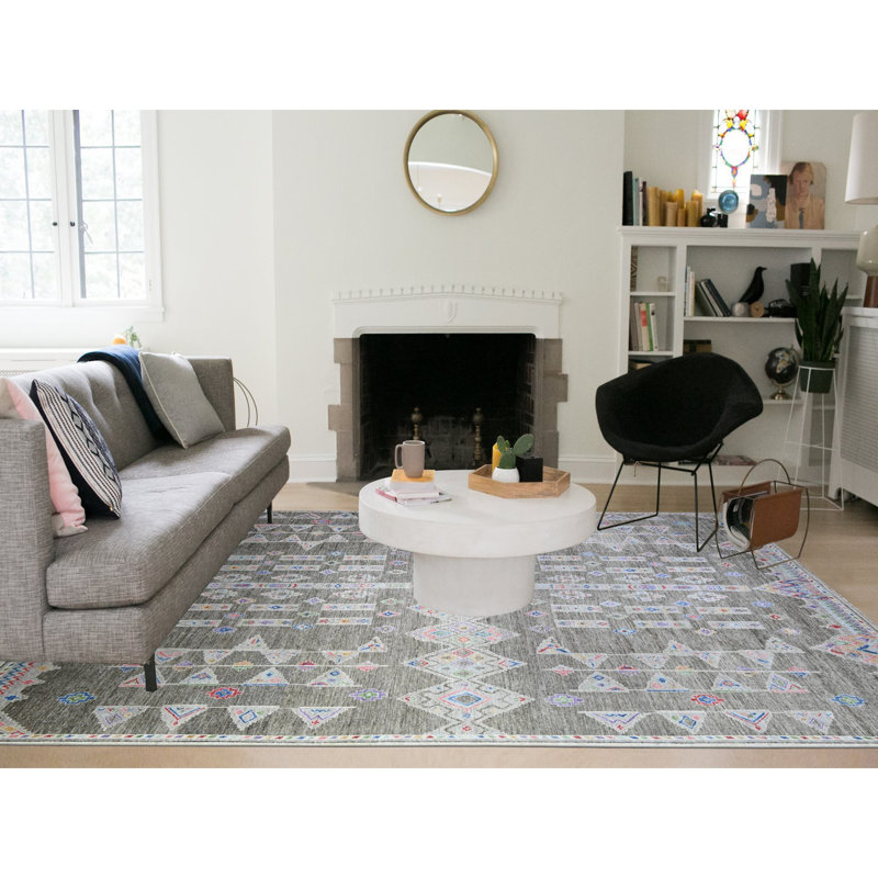 Tapis oriental gris clair en laine noué à la main 9 pi 9 po x 13 pi 6 po 662428A724C24DD39451D7F4E682EB50