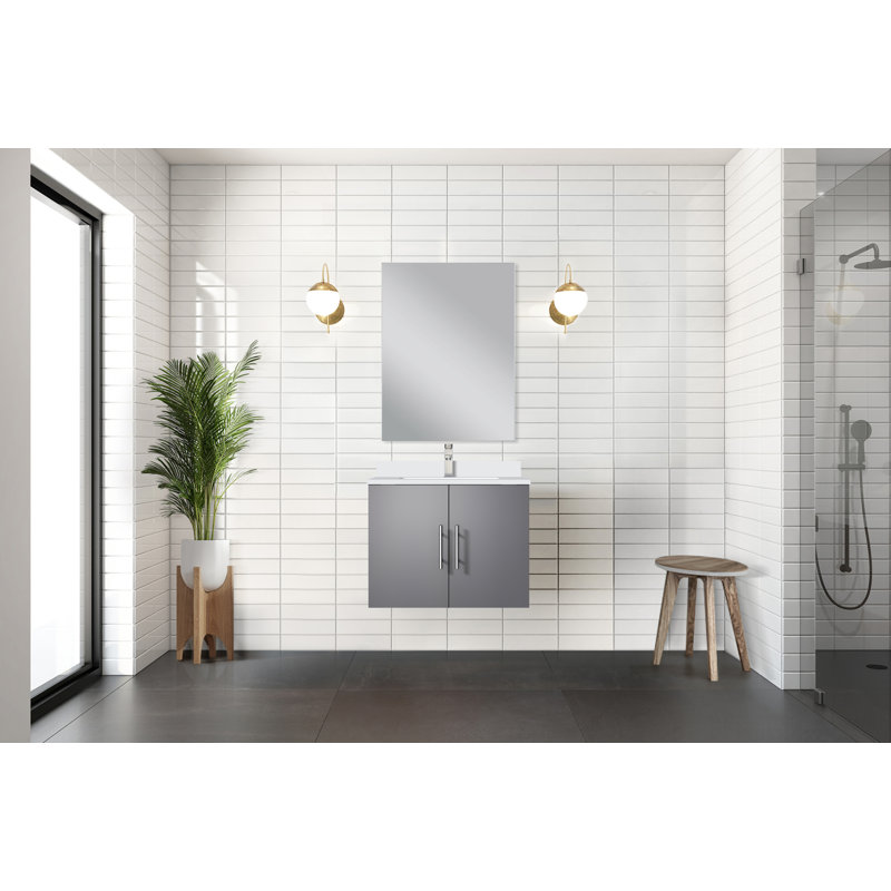 Single Bathroom Vanity with Top, White Quartz