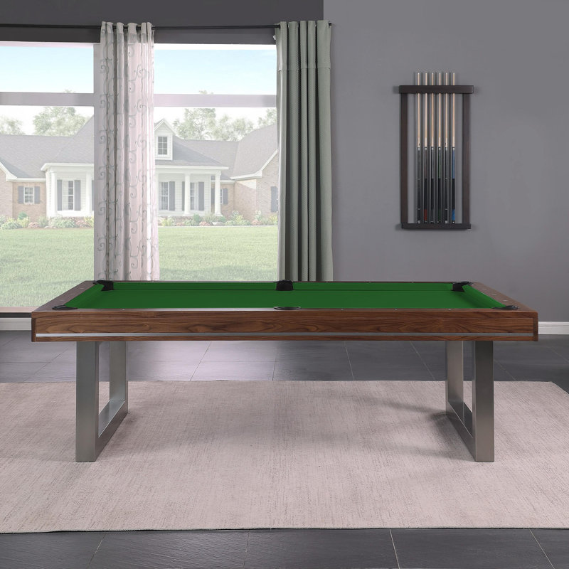 Table de billard en bois massif Harmony, 7 pi, Vert anglais, Noyer naturel