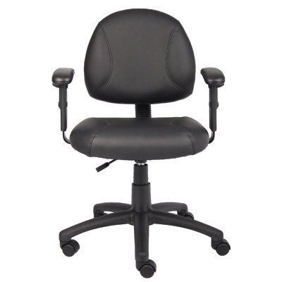Wen Swivel Posture Chair, Adjustable, Black Faux Leather Waterfall Seat