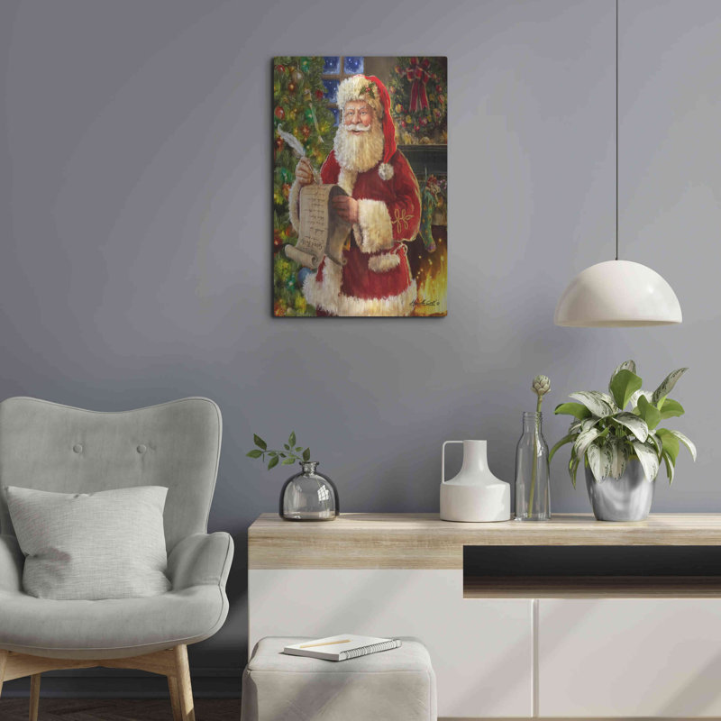 «Checking His List» par Ali Corti, H 24 po x l 16 po