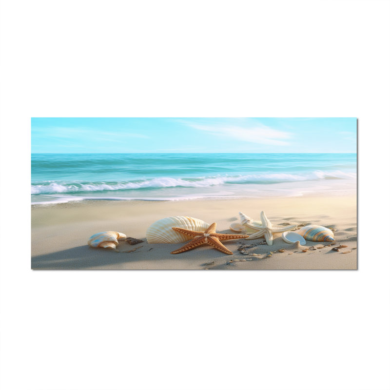 Bord de mer côtier - plage moderne, art mural, Toile tendue, H 28 po x l 60 po x P 1,5 po