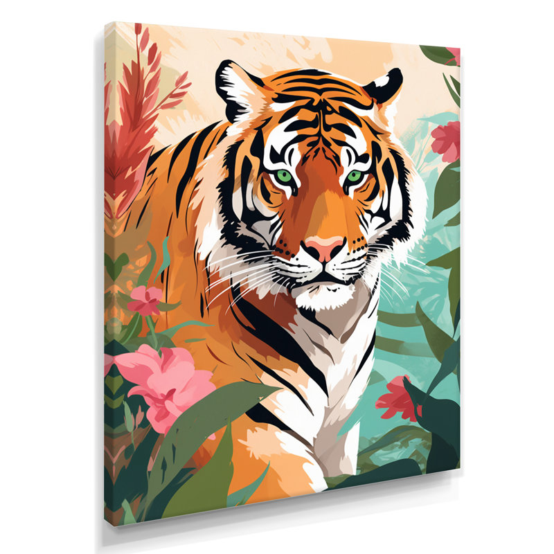 Impression d'art mural Navin - tigre, H 20 po x l 12 po x P 1 po, Toile tendue