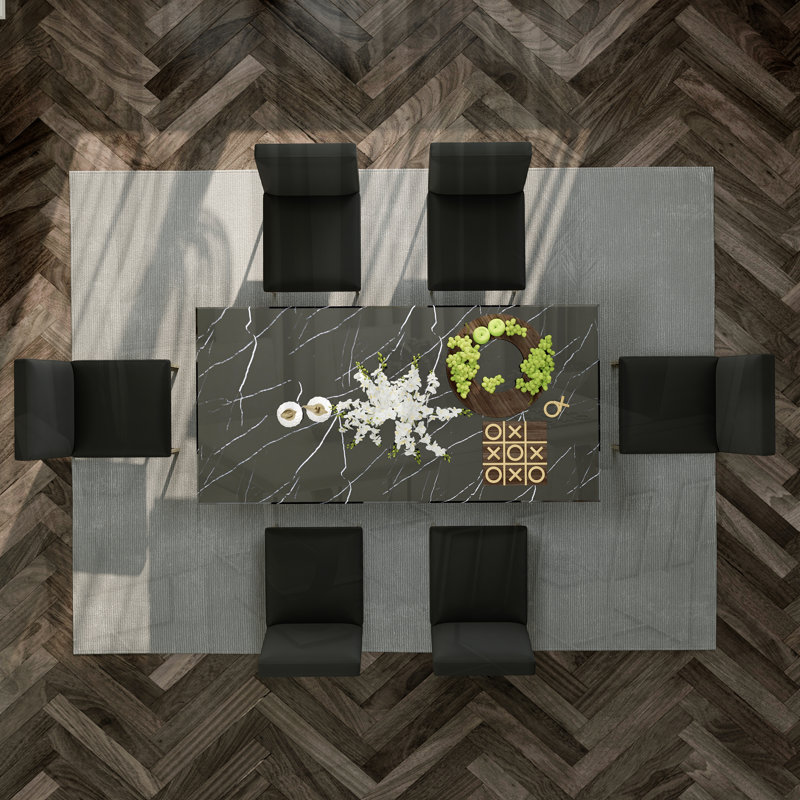 72 Inch Dining Table, Black, Gold