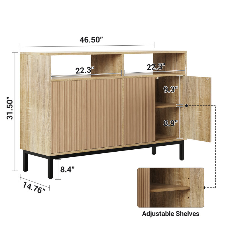Sideboard Buffet Cabinet With 4 Doors and Adjustable Shelves 
