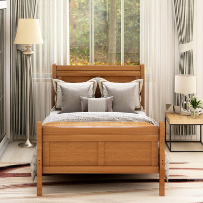 Lit simple en bois avec tête de lit et - en bois massif, convient aux matelas de taille simple, sans sommier, facile à construire, plateforme à ressorts, support de lattes, nécessaire, installation,