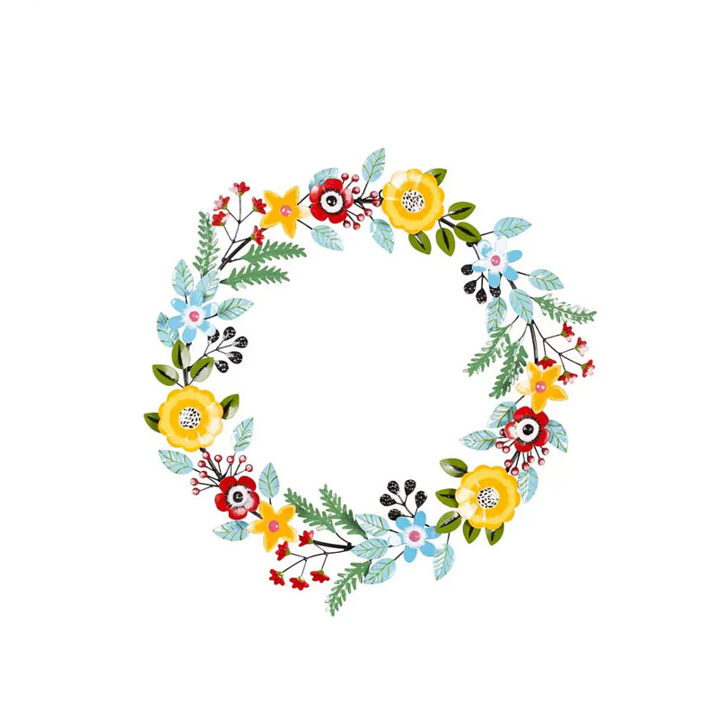 Indoor/Outdoor Floral And Berry Metal Wreath